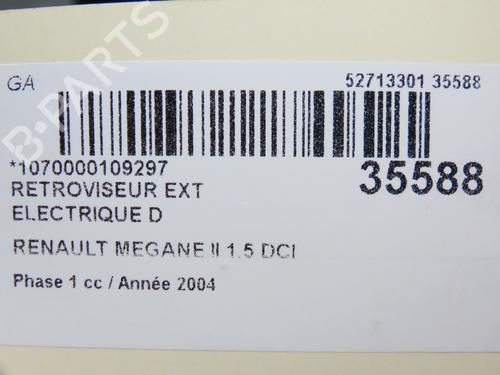 Right mirror RENAULT MEGANE II (BM0/1_, CM0/1_) 1.5 dCi (BM0F, BM0T, BM2B, CM0F, CM0T) | BP9599278C27 