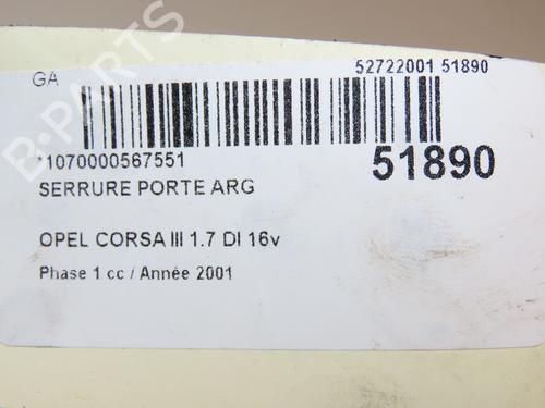 Used Rear left lock Rear left lock OPEL CORSA C (X01) 1.7 DI (F08, F68) (65 hp) 28831981 28831981