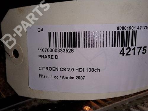 Right headlight CITROËN C8 (EA_, EB_) 2.0 HDi 135 | BP9619352C29 