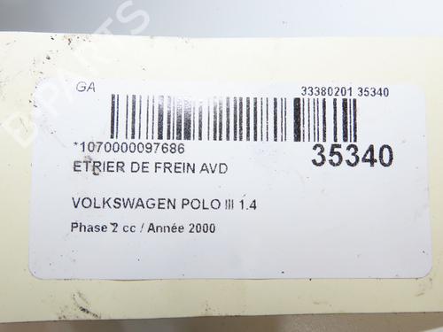 Used Right front brake caliper Right front brake caliper VW POLO (6N2) 1.4 TDI (75 hp) 14877276 14877276