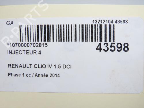 Used Injector Injector RENAULT CLIO IV (BH_) 1.5 dCi 90 (90 hp) 31605841 31605841