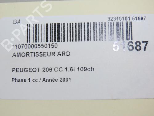 Right rear shock absorber PEUGEOT 206 CC (2D) 1.6 16V (2DNFUF, 2DNFUR) | BP26049172M19 