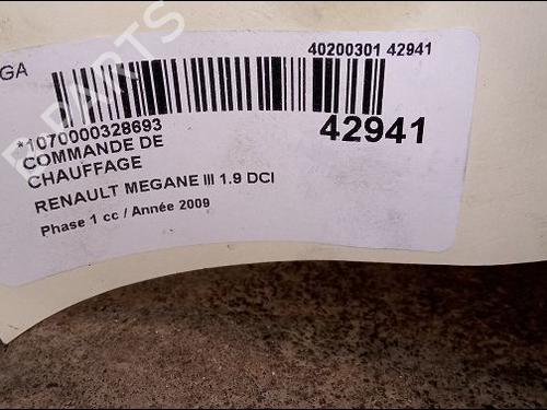Used Climate control Climate control RENAULT MEGANE III Hatchback (BZ0/1_, B3_) 1.9 dCi (BZ0N, BZ0J) (131 hp) 9619001 9619001