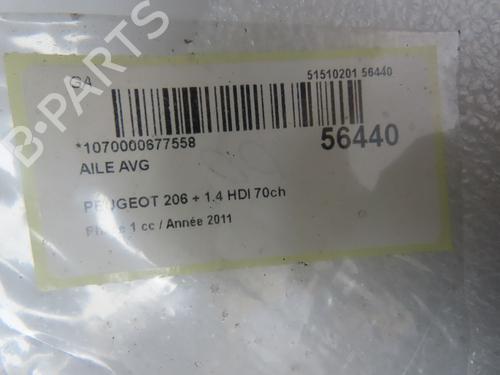 Used Left front fenders Left front fenders PEUGEOT 206+ (2L_, 2M_) 1.4 HDi eco 70 (68 hp) 36310521 36310521