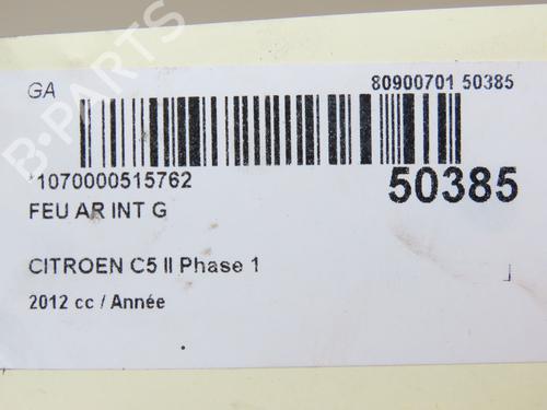 Used Left tailgate light CITROËN C5 III (RD_) 1.6 HDi 115 (RD9HRA, RD9HLA, RD9HL0) (114 hp) 19170790