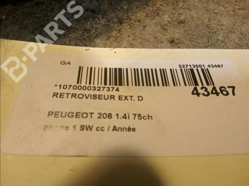 Right mirror PEUGEOT 206 SW (2E/K) 1.4 | BP9733874C27 