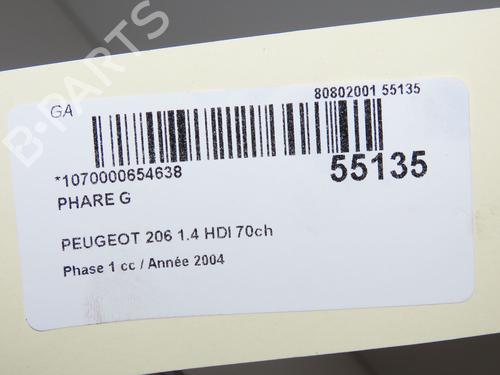 Used Left headlight Left headlight PEUGEOT 206 Van 1.4 HDi (68 hp) 33561881 33561881