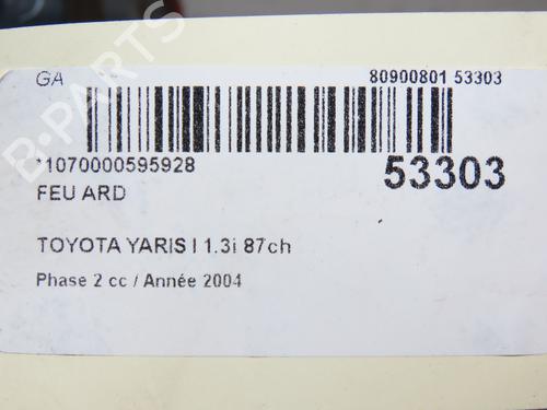 Højre baglygte TOYOTA YARIS (_P1_) 1.3 (SCP12_, SCP13_, SCP12R, SCP13R) (87 hp) 28832689