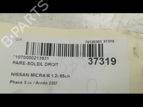 Used Right sun visor NISSAN MICRA III (K12) 1.2 16V (65 hp) 9605520