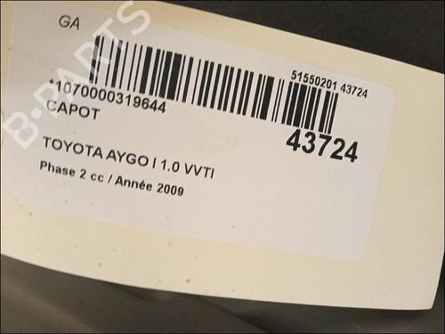 Used Hood TOYOTA AYGO (_B1_) 1.0 (KGB10_, KGB10R) (68 hp) 9618185