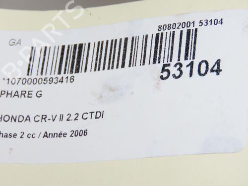 Used Left headlight Left headlight HONDA CR-V II (RD_) 2.2 CTDi (RD9) (140 hp) 39938120 39938120