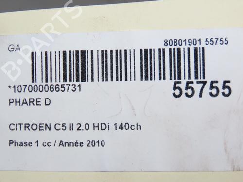 Used Right headlight Right headlight CITROËN C5 III (RD_) 2.0 HDi 140 (RDRHF8, RDRHFA, RDRHA8, RDRHAJ) (140 hp) 31121161 31121161