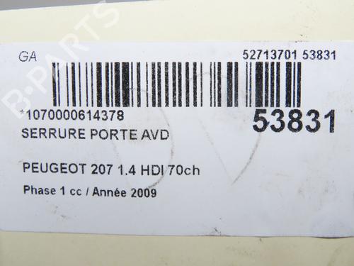 Front right lock PEUGEOT 207 (WA_, WC_) 1.4 HDi | BP32332377C97 