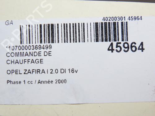 Climate control OPEL ZAFIRA A MPV (T98) 2.0 DI 16V (F75) | BP24358876I5 