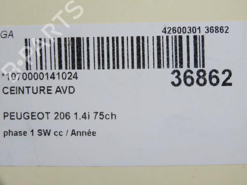 Front right seatbelt PEUGEOT 206 SW (2E/K) 1.4 | BP34333572I25 - Image 5