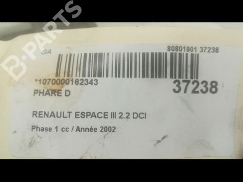 Right headlight RENAULT ESPACE III (JE0_) 2.2 dCi (JE0S) | BP9601400C29 