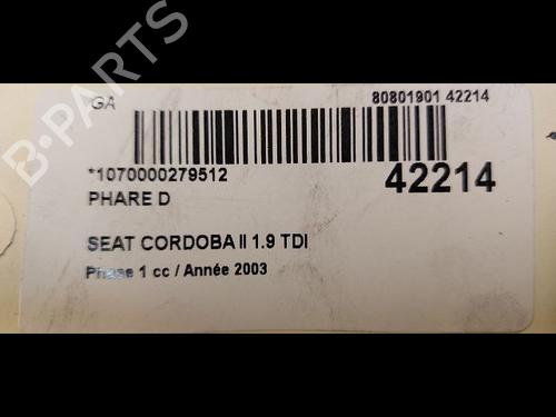 Used Right headlight SEAT CORDOBA (6L2) 1.9 TDI (131 hp) 9613986