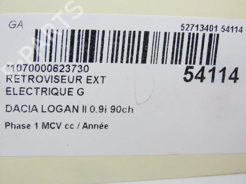 Left mirror DACIA LOGAN MCV II TCe 90 (K8M1, K8MA, K8AC) | BP28968727C26 