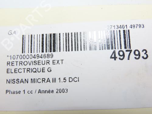 Left mirror NISSAN MICRA III (K12) 1.5 dCi | BP29441766C26 