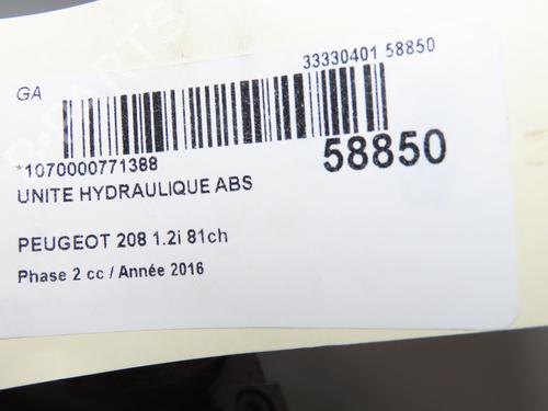 Used ABS pump ABS pump PEUGEOT 208 I (CA_, CC_) 1.2 VTI 82 (82 hp) 40437859 40437859