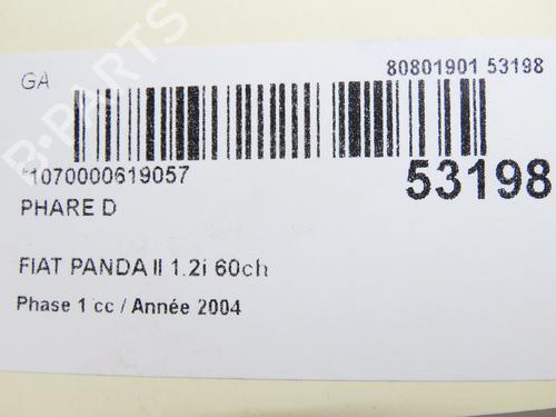 Right headlight FIAT PANDA (169_) 1.2 (169.AXB11, 169.AXB1A) | BP31121145C29  - Image 5