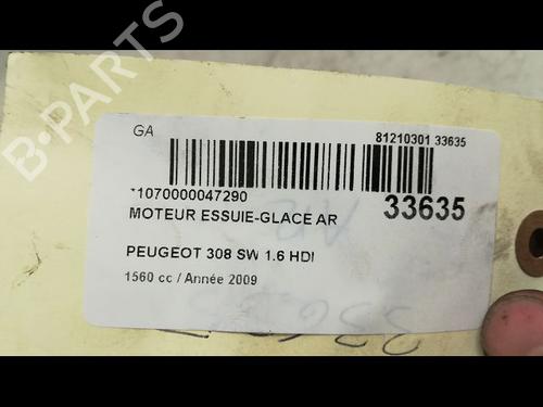 Used Rear wiper motor PEUGEOT 308 SW I (4E_, 4H_) 1.6 HDi (90 hp) 9593792