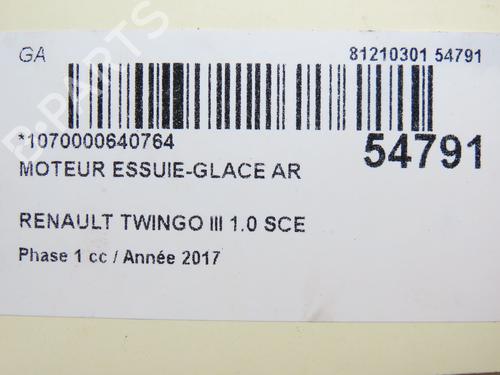 Rear wiper motor RENAULT TWINGO III (BCM_, BCA_) 1.0 SCe 70 (BCMB) | BP28832962M102