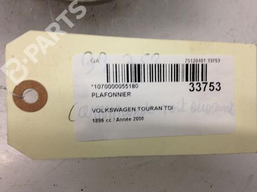 Interior roof light VW TOURAN (1T1, 1T2) 1.9 TDI | BP9594387I8 