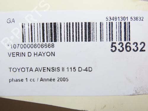 Used Tailgate lift support TOYOTA AVENSIS (_T25_) 2.0 D-4D (CDT250_, CDT250R) (116 hp) 28969310