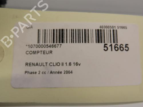 Used Instrument cluster RENAULT CLIO II (BB_, CB_) 1.6 16V (BB01, BB0H, BB0T, BB14, BB1D, BB1R, BB2KL, BB3G... (107 hp) 19689963