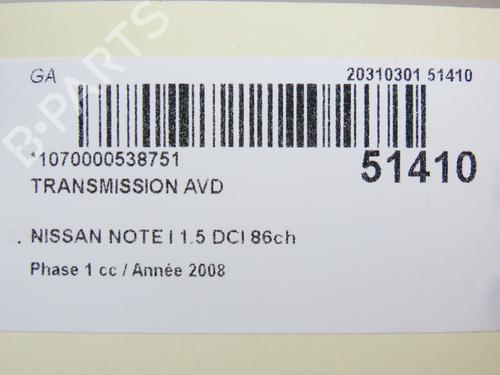 Right front driveshaft NISSAN NOTE (E11, NE11) 1.5 dCi | BP28801532M39