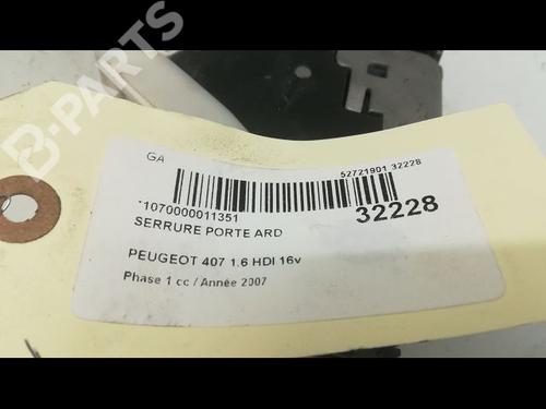 Rear right lock PEUGEOT 407 (6D_) 2.0 HDi 135 (6DRHRH, 6DRHRE, 6DRHRG, 6DRHRJ) | BP9592556C99 