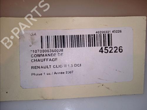 Used Climate control RENAULT CLIO III (BR0/1, CR0/1) 1.5 dCi (C/BR0G, C/BR1G) (68 hp) 23174491