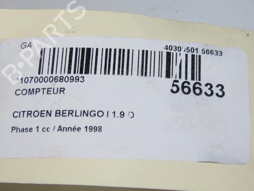 Used Instrument cluster CITROËN BERLINGO / BERLINGO FIRST Box Body/MPV (M_) 1.9 D (MBDJY) (70 hp) 31302727