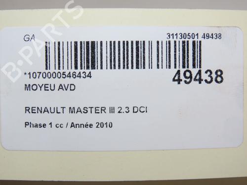 Used Left front steering knuckle RENAULT MASTER III Van (FV) 2.3 dCi 100 FWD (FV0A, FV0B, FV0G, FV0K, FV0H) (101 hp) 19162143