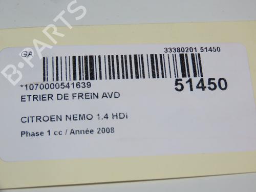 Right front brake caliper CITROËN NEMO Box Body/MPV (AA_) 1.4 HDi | BP18732100M104 