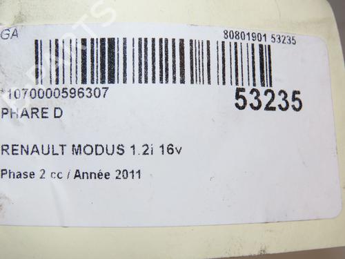 Faro derecho RENAULT MODUS / GRAND MODUS (F/JP0_) 1.2 (JP0C, JP0K, FP0C, FP0K, FP0P, JP0P, JP0T) (75 hp) 27709888