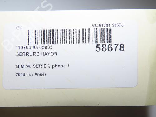 Used Tailgate lock Tailgate lock BMW 2 Gran Tourer (F46) 216 d (116 hp) 40110758 40110758