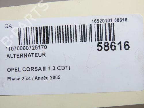 Used Alternator Alternator OPEL CORSA C (X01) 1.3 CDTI (F08, F68) (70 hp) 36395712 36395712
