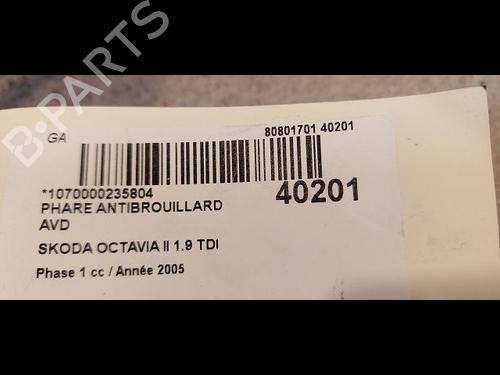 Used Right front fog light SKODA OCTAVIA II (1Z3) 1.9 TDI (105 hp) 23177576