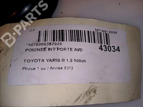 Front right interior door handle TOYOTA YARIS (_P13_) 1.5 Hybrid (NHP130_, NHP130) | BP11114539I14 
