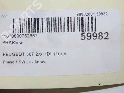 Left headlight PEUGEOT 307 Break (3E) 2.0 HDI 110 | BP39893987C28 - Image 6