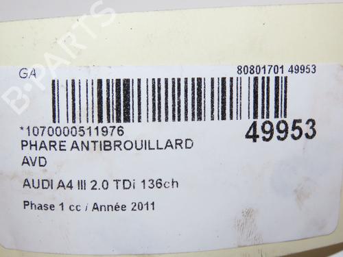 Used Right front fog light AUDI A4 B8 (8K2) 2.0 TDI (136 hp) 28832385