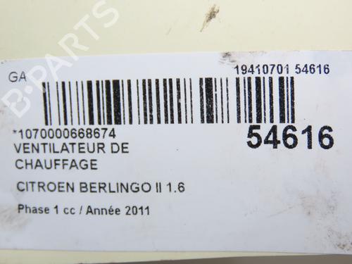 Used Heater blower motor CITROËN BERLINGO Box Body/MPV (B9) 1.6 HDi 75 (75 hp) 30691856