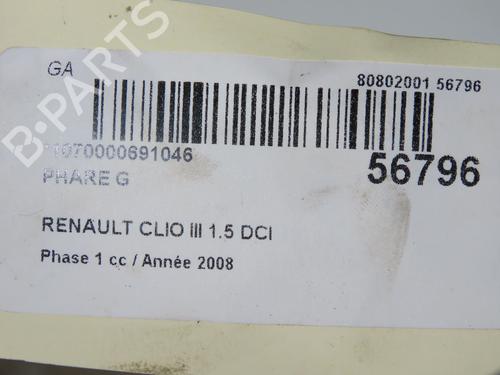 Used Left headlight RENAULT CLIO III (BR0/1, CR0/1) 1.5 dCi (BR17, CR17) (86 hp) 31242601