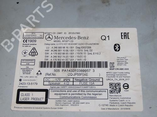 Radio MERCEDES-BENZ A-CLASS (W176) A 160 CDI / d (176.011) | BP31242518E6