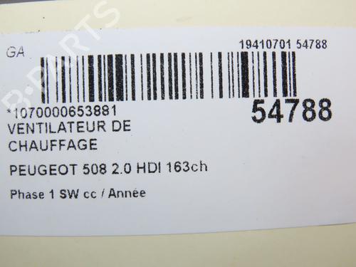 Used Heater blower motor PEUGEOT 508 SW I (8E_) 2.0 HDi (163 hp) 31120154