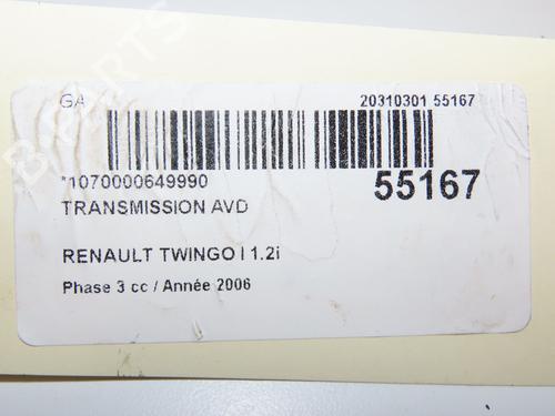 Used Right front driveshaft RENAULT TWINGO I (C06_) 1.2 16V (C06C, C06D, C06K) (75 hp) 29415131