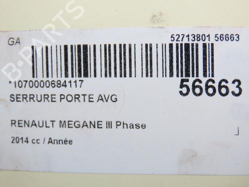 Venstre foran lås RENAULT MEGANE III Hatchback (BZ0/1_, B3_) 1.2 TCe (BZ2B, BZ11) (116 hp) 30955837