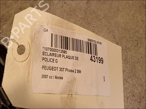 Used Licence plate light PEUGEOT 307 Break (3E) 1.6 HDi 110 (109 hp) 14880798